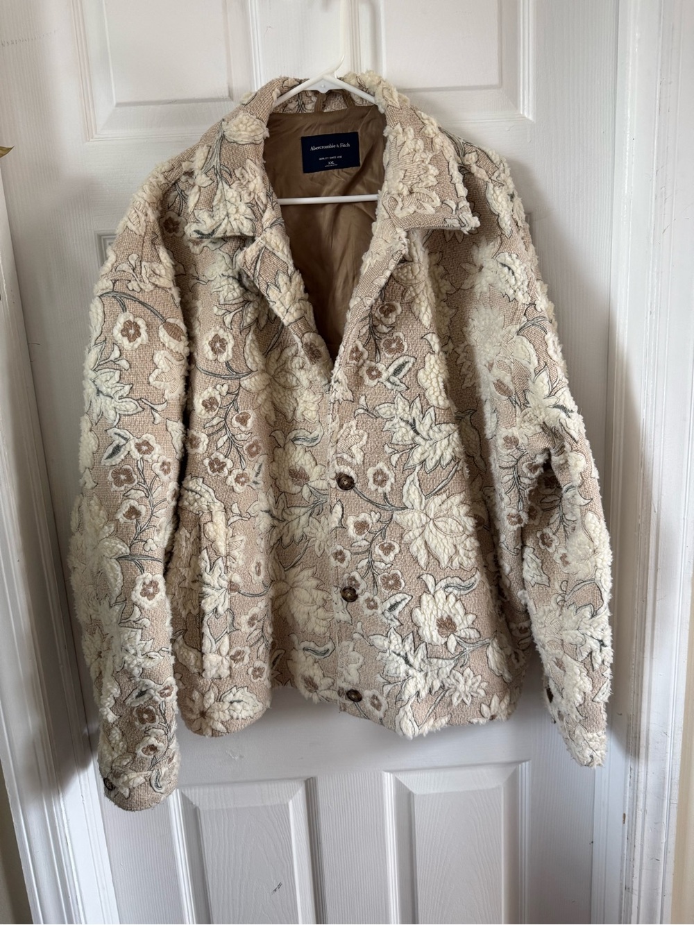 Abercrombie & Fitch Cream and Tan Floral Jacket